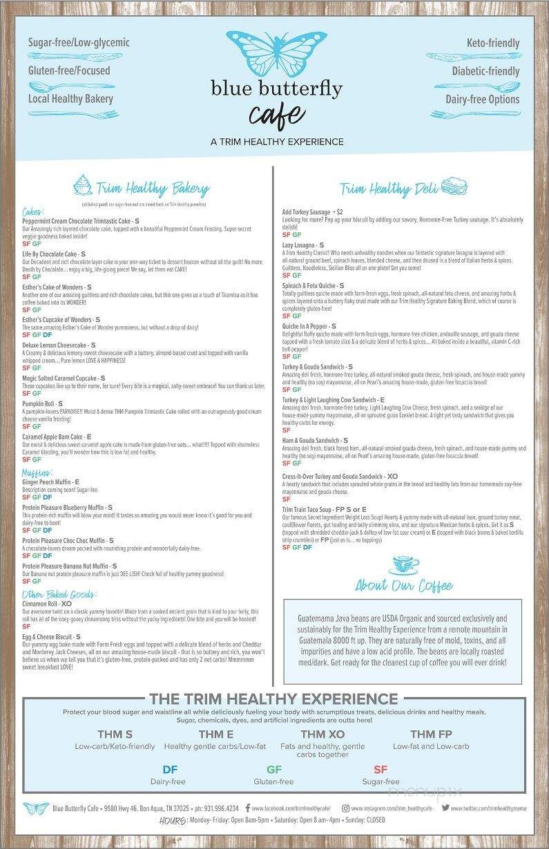 Trim Healthy Mama Cafe - Centerville, TN menu_pic