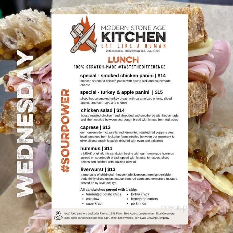 Modern Stone Age Kitchen - Chestertown, MD menu_pic