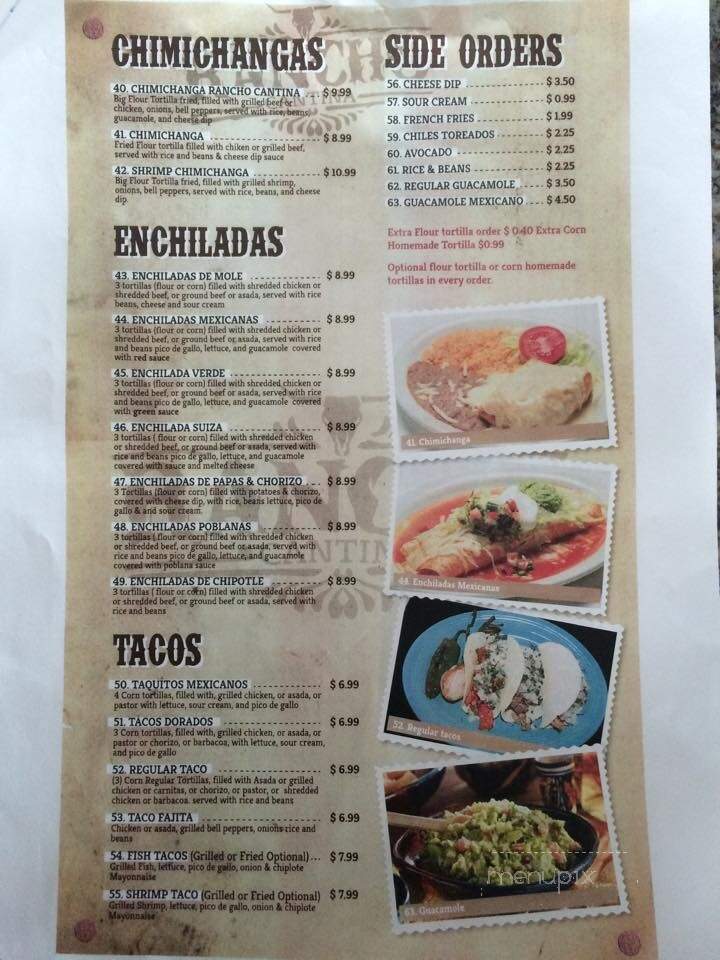 Rancho Cantina - Hendersonville, TN menu_pic