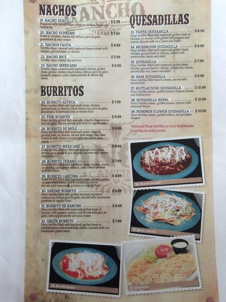 Rancho Cantina - Hendersonville, TN menu_pic