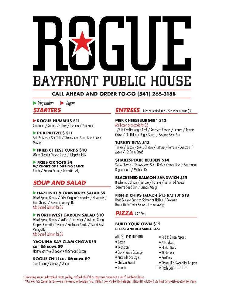 Rogue Ales Brewery - Newport, OR menu_pic