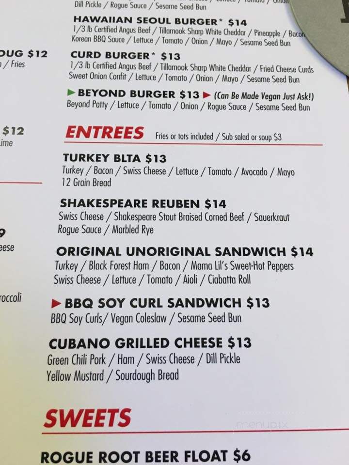 Rogue Ales Brewery - Newport, OR menu_pic