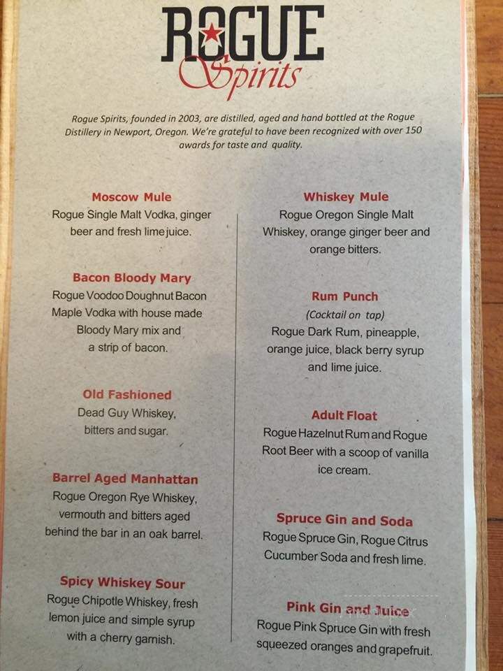 Rogue Ales Brewery - Newport, OR menu_pic
