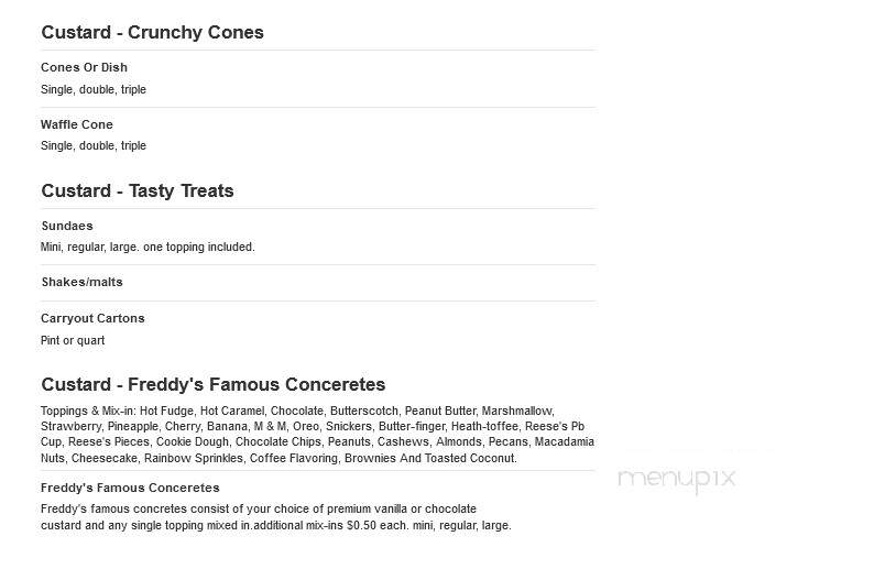 Freddy's Frozen Custard - Pittsburg, KS menu_pic