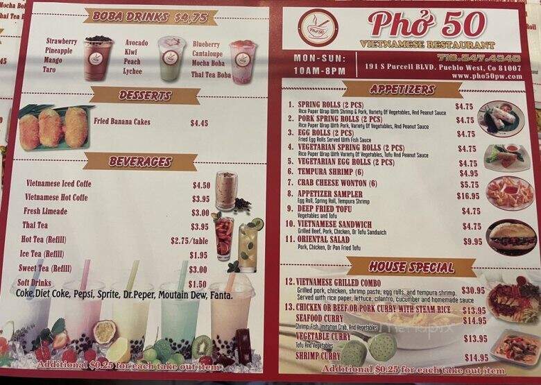 Pho 50 - Pueblo West, CO menu_pic