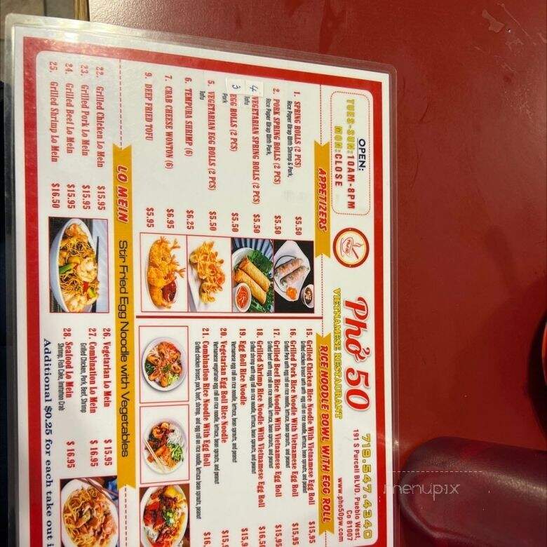 Pho 50 - Pueblo West, CO menu_pic