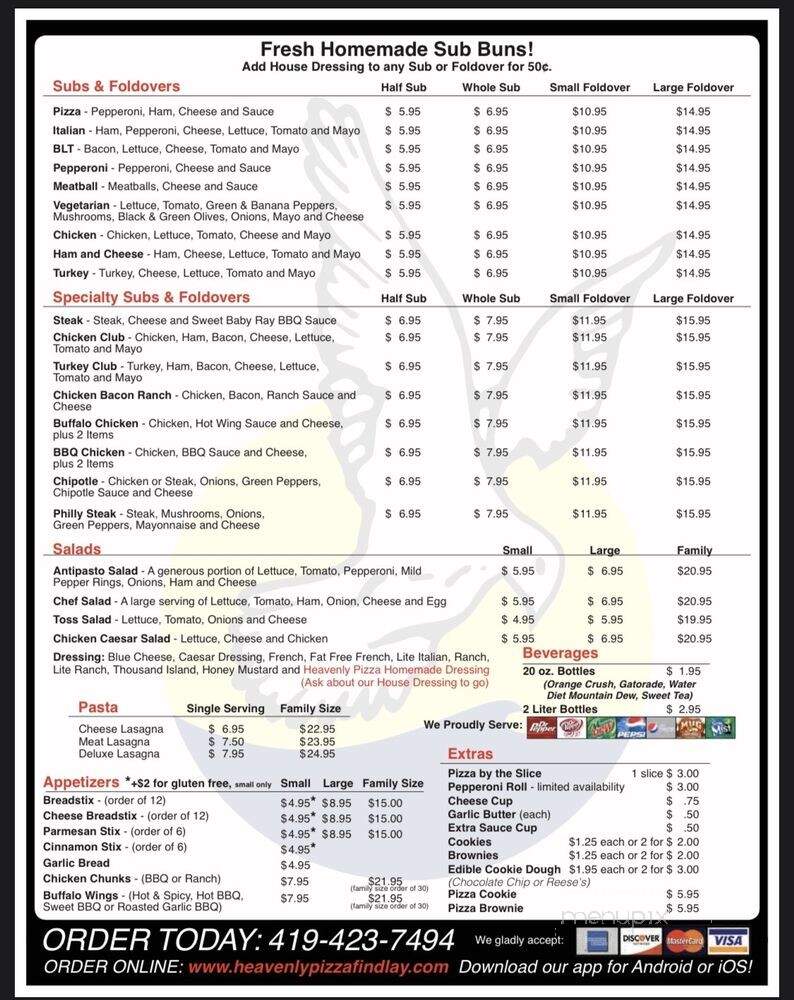 Aj's Heavenly Pizza Menu in Findlay, OH Order Delivery & Reviews