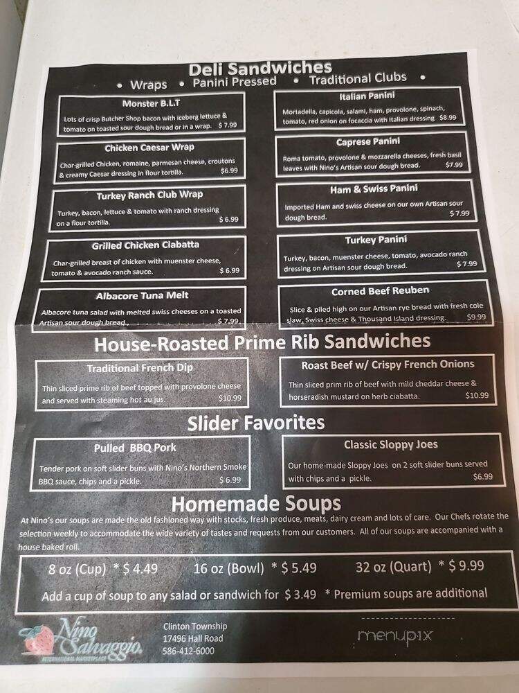 Nino Salvaggio - Clinton Township, MI menu_pic
