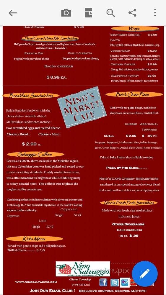 Nino Salvaggio - Clinton Township, MI menu_pic