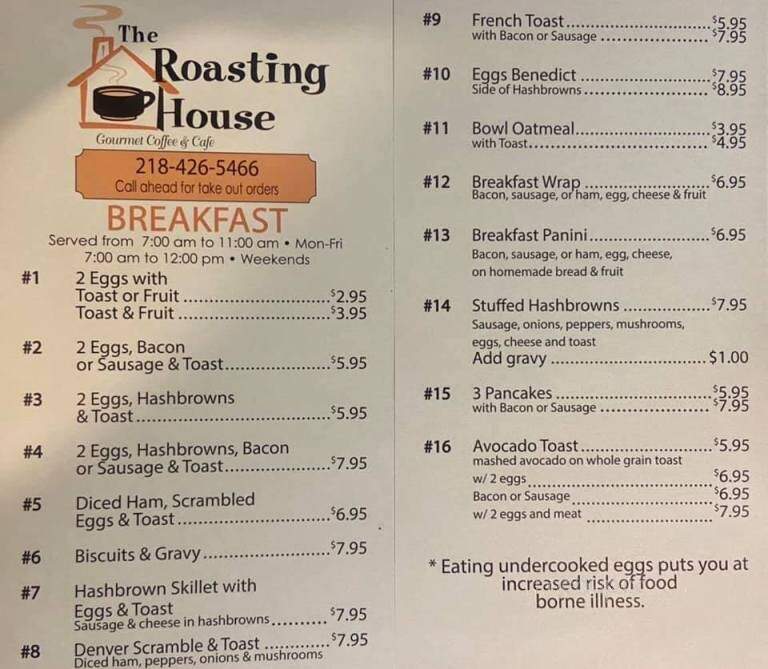 The Roasting House - McGregor, MN menu_pic