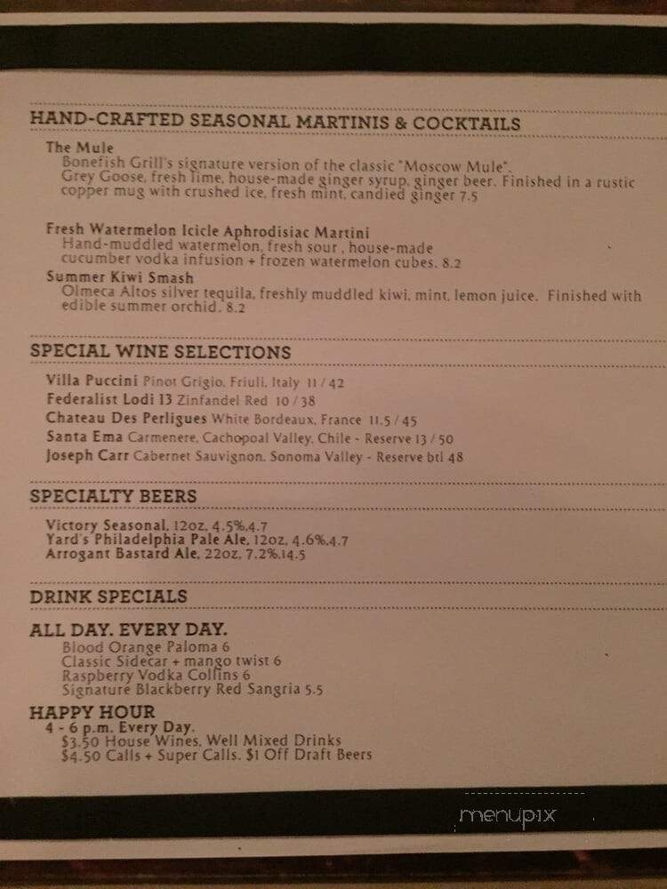 Bonefish Grill - Langhorne, PA menu_pic