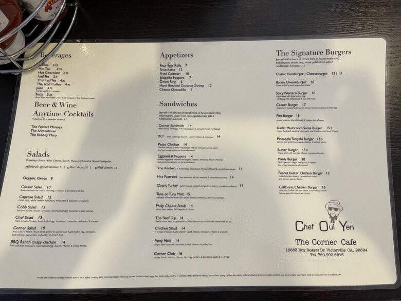 Corner Cafe - Victorville, CA menu_pic