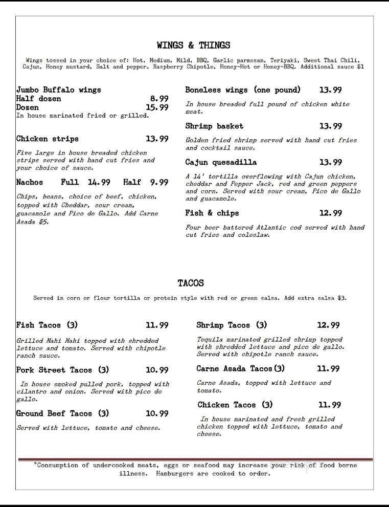 Bleachers Sports Grill - Phoenix, AZ menu_pic