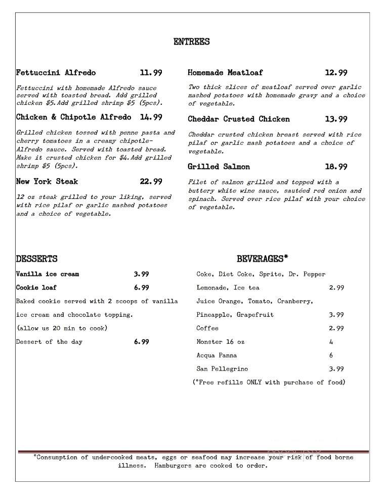 Bleachers Sports Grill - Phoenix, AZ menu_pic