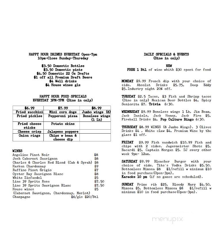 Bleachers Sports Grill - Phoenix, AZ menu_pic