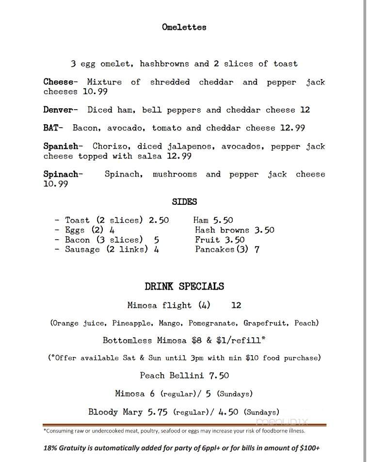 Bleachers Sports Grill - Phoenix, AZ menu_pic