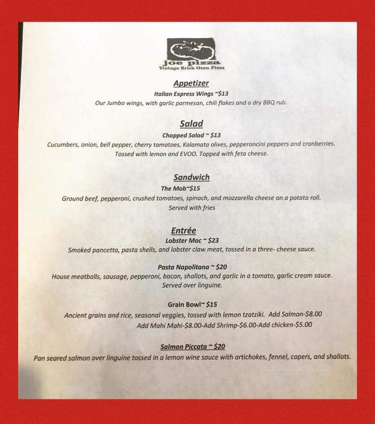 Joe Pizza - Simsbury, CT menu_pic