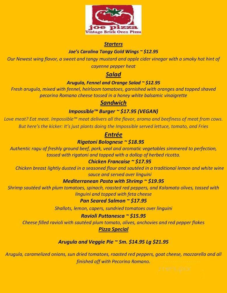 Joe Pizza - Simsbury, CT menu_pic