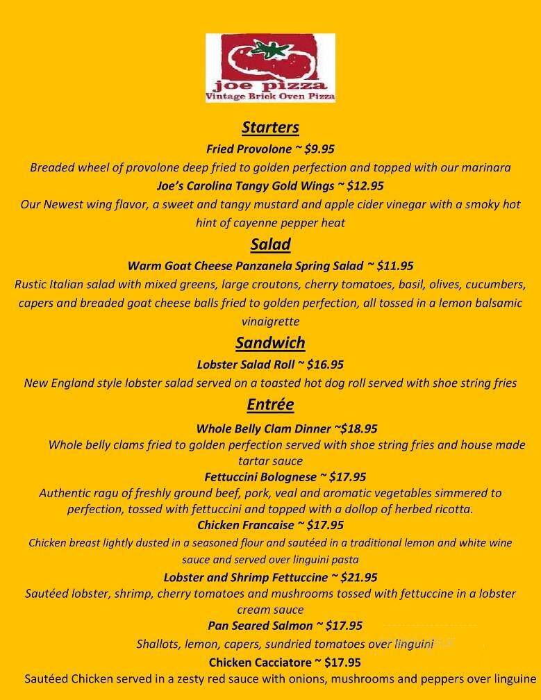 Joe Pizza - Simsbury, CT menu_pic