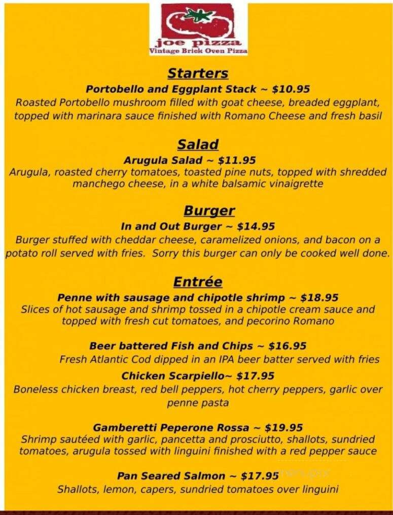 Joe Pizza - Simsbury, CT menu_pic