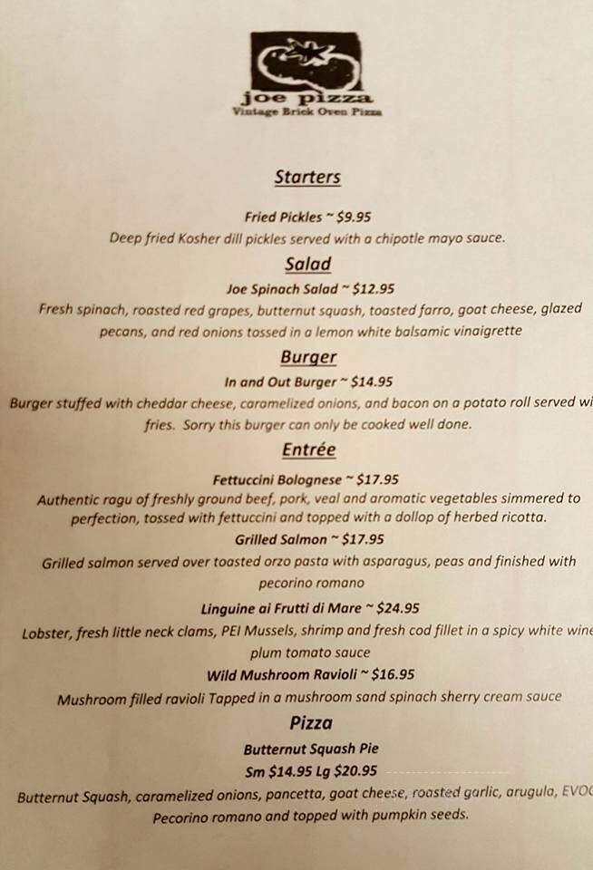 Joe Pizza - Simsbury, CT menu_pic