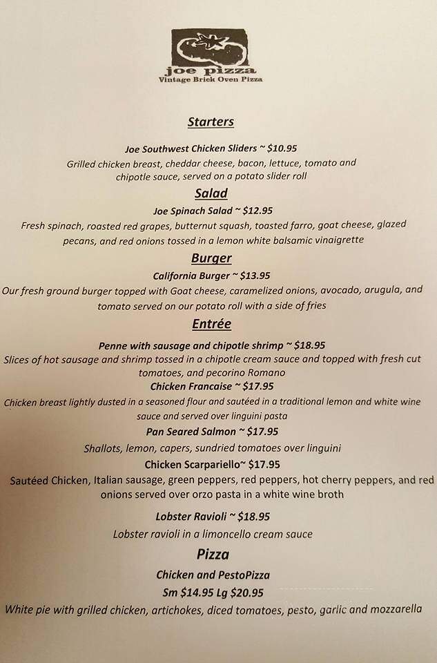 Joe Pizza - Simsbury, CT menu_pic