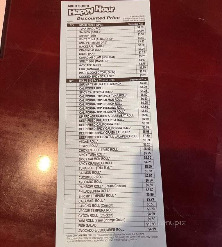 Mido Sushi - Chandler, AZ menu_pic