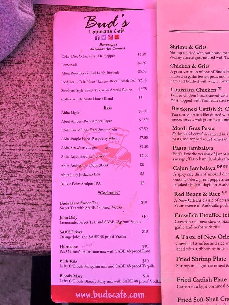 Bud's Louisiana Cafe - San Diego, CA menu_pic