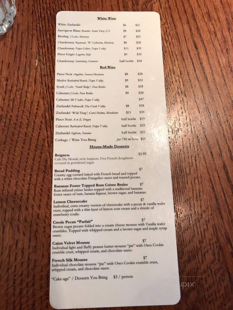 Bud's Louisiana Cafe - San Diego, CA menu_pic