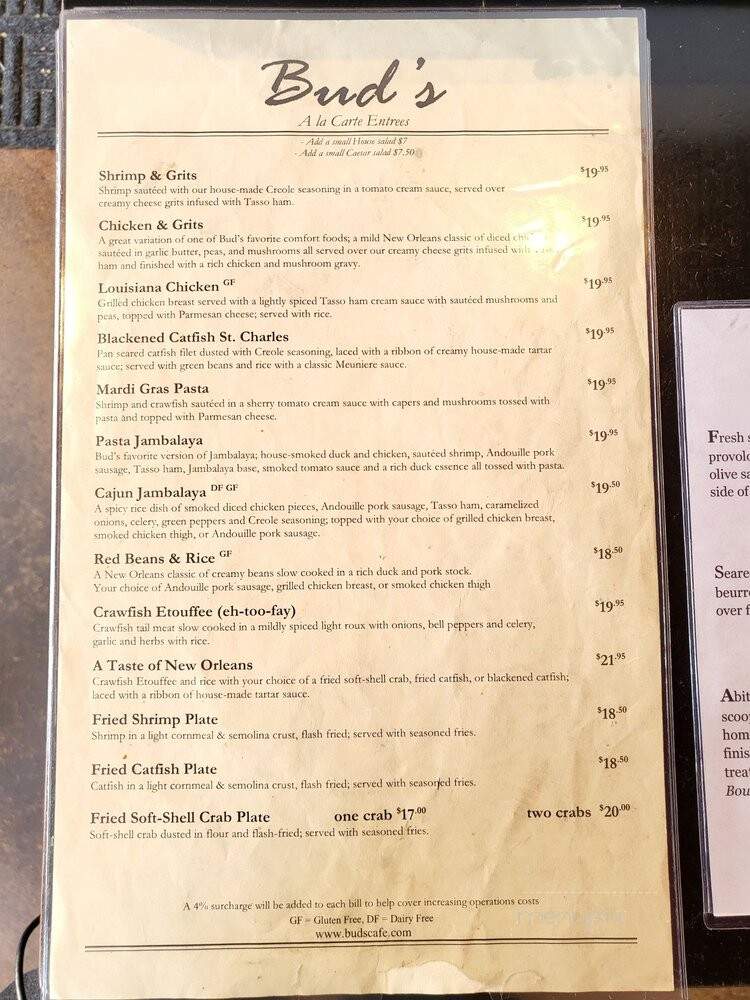 Bud's Louisiana Cafe - San Diego, CA menu_pic