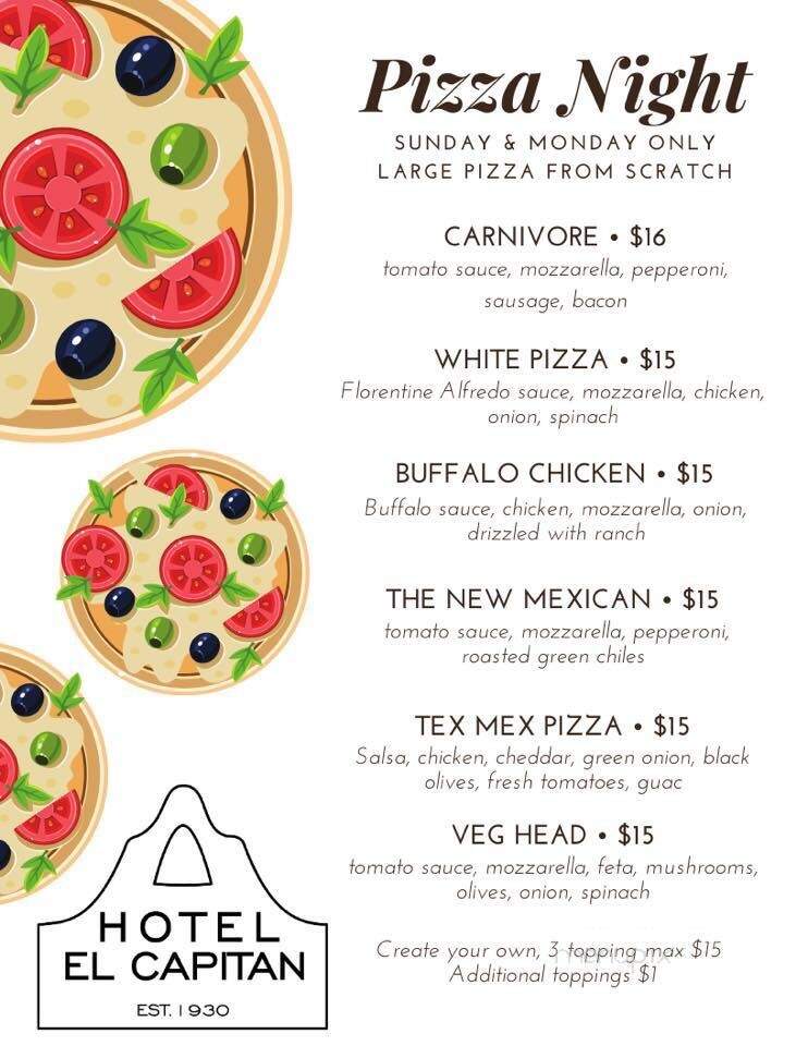 Hotel El Capitan Dining Room Bar - Van Horn, TX menu_pic
