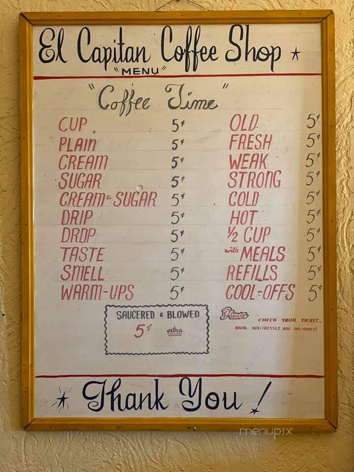 Hotel El Capitan Dining Room Bar - Van Horn, TX menu_pic