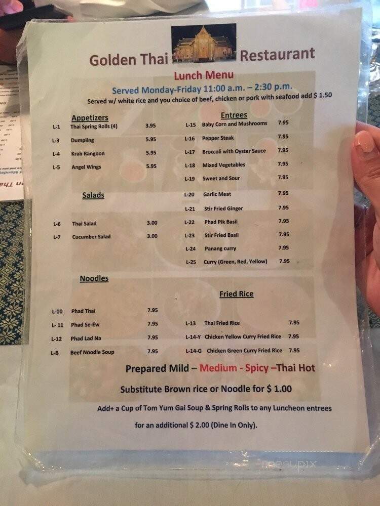 Golden Thai Restaurant - Longwood, FL menu_pic