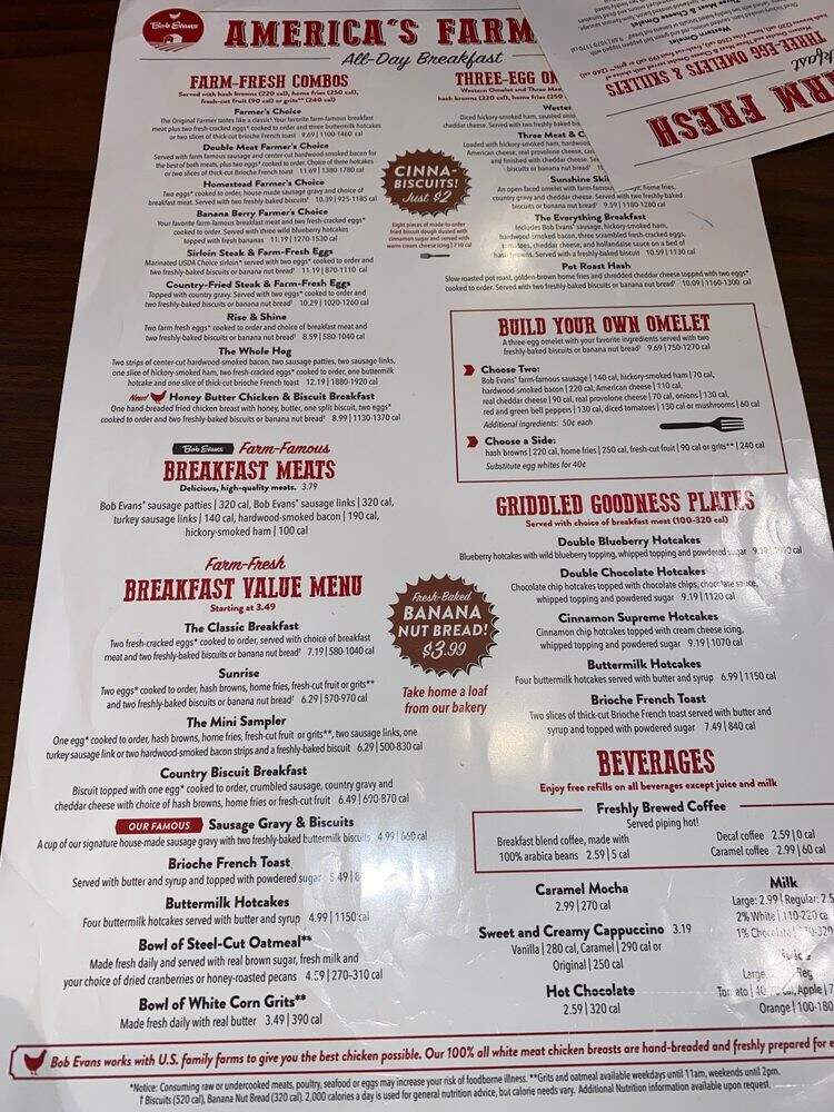 Bob Evans Restaurant - Adrian, MI menu_pic