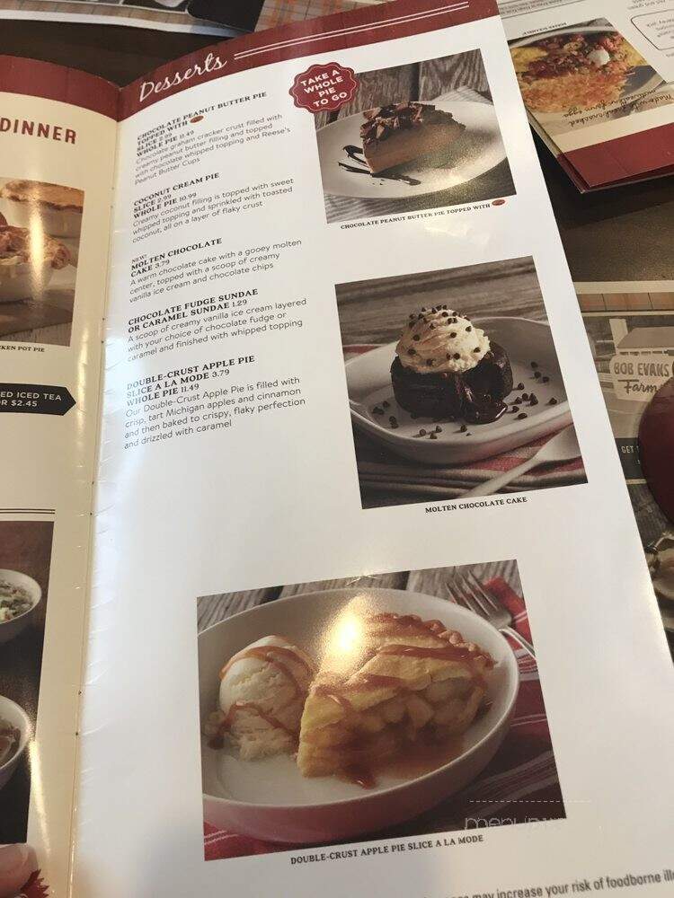 Bob Evans Restaurant - Traverse City, MI menu_pic