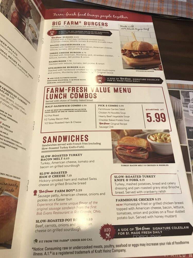 Bob Evans Restaurant - Traverse City, MI menu_pic