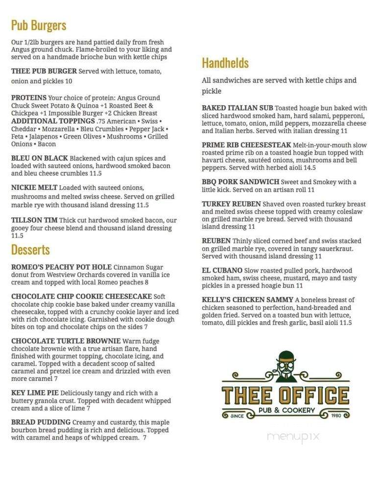 Thee Office Pub & Cookery - Romeo, MI menu_pic