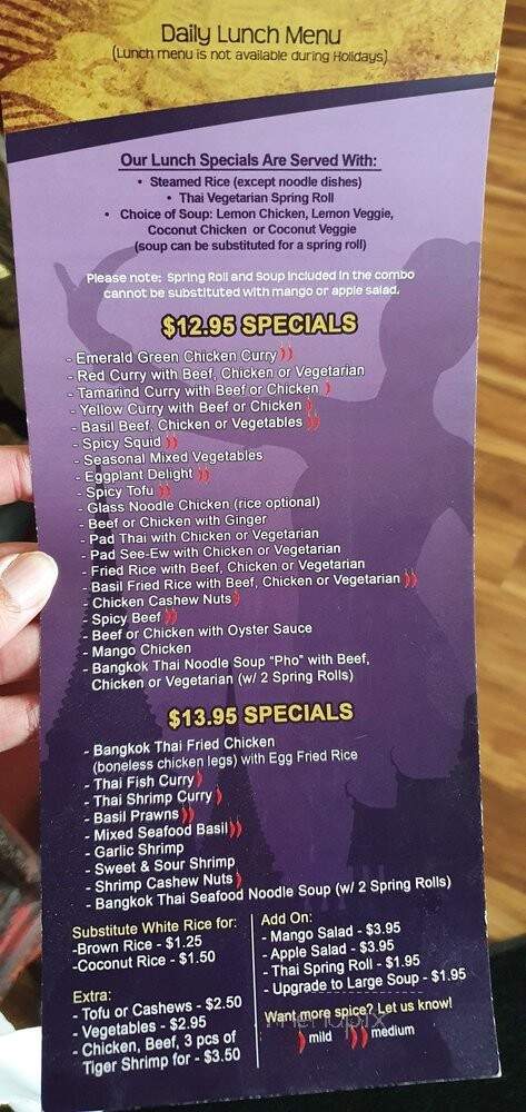 Bangkok Thai Cuisine - Newmarket, ON menu_pic