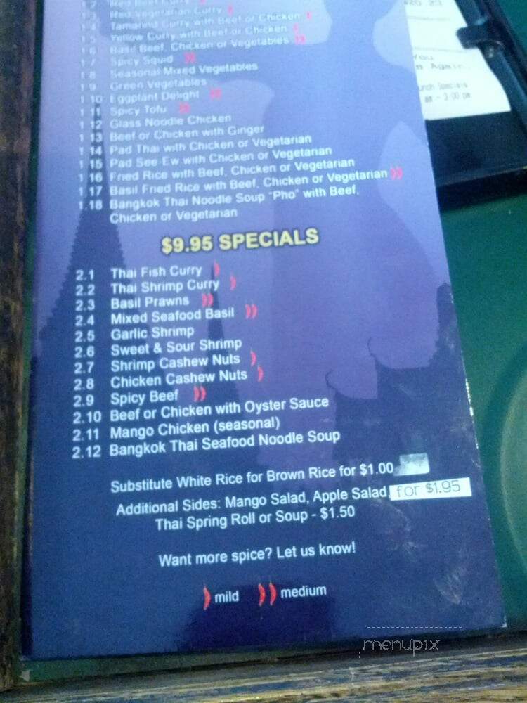 Bangkok Thai Cuisine - Newmarket, ON menu_pic