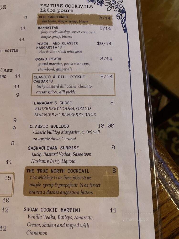 Winston's English Pub & Grill - Saskatoon, SK menu_pic