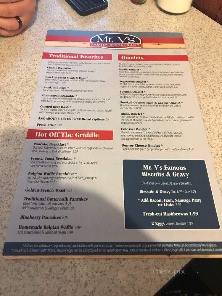 Mr V's Restaurant - Caldwell, ID menu_pic