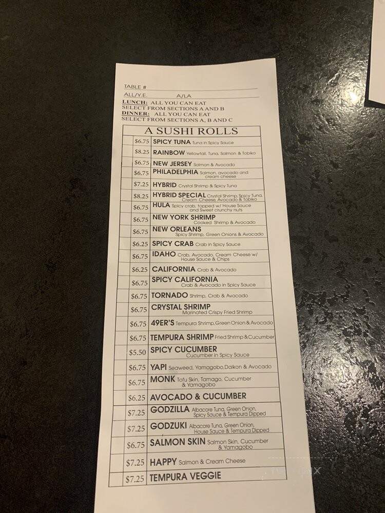 Sushi Ya Japanese Cuisine - Twin Falls, ID menu_pic