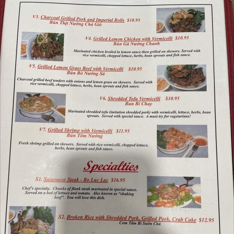 Saigonese Restaurant - Wheaton, MD menu_pic