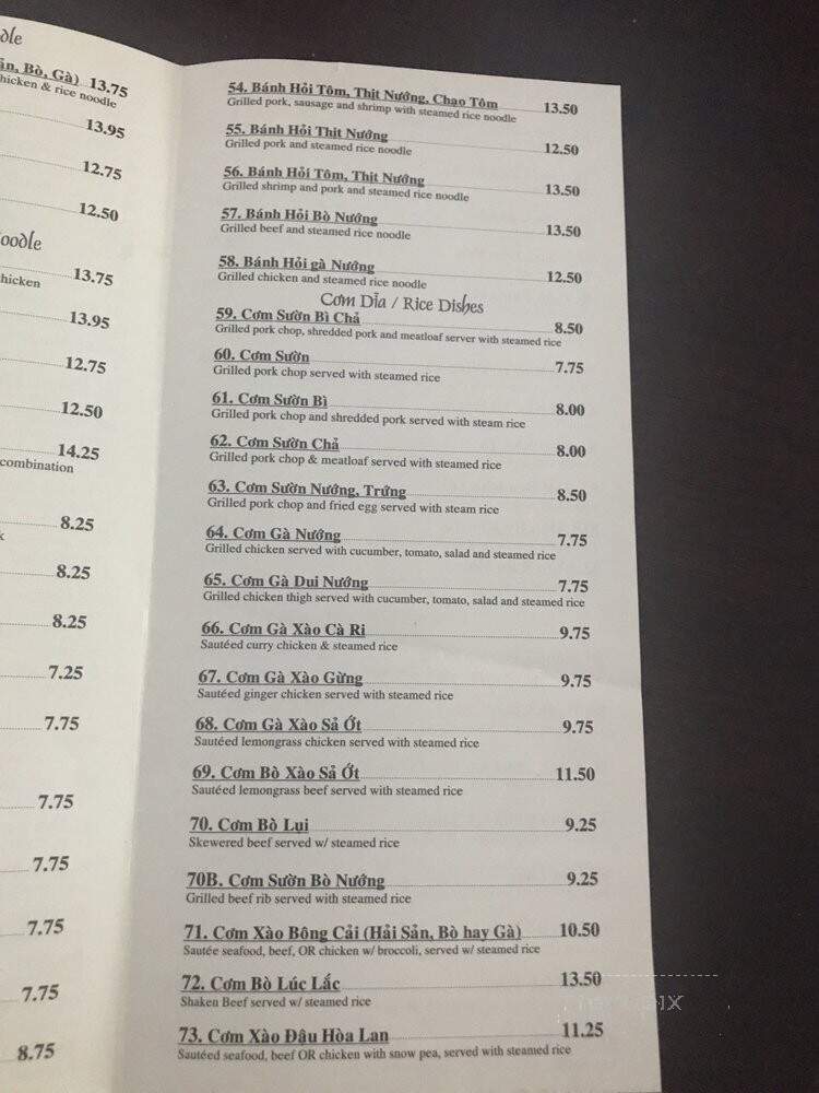 Vinh Chau Vietnamese Rst - Springfield, MA menu_pic