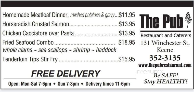 Pub Restaurant - Keene, NH menu_pic