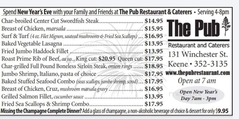 Pub Restaurant - Keene, NH menu_pic