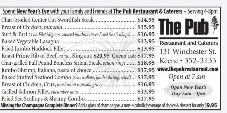 Pub Restaurant - Keene, NH menu_pic