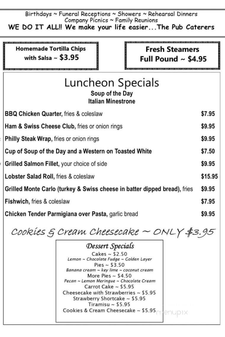 Pub Restaurant - Keene, NH menu_pic
