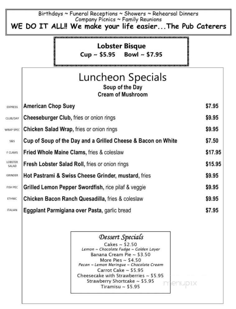 Pub Restaurant - Keene, NH menu_pic