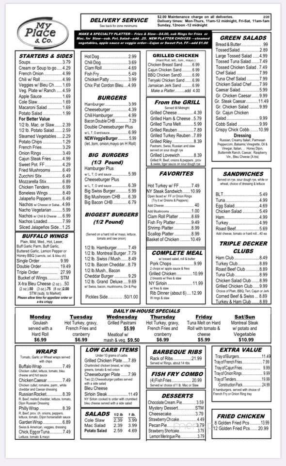 My Place & Co - Delmar, NY menu_pic